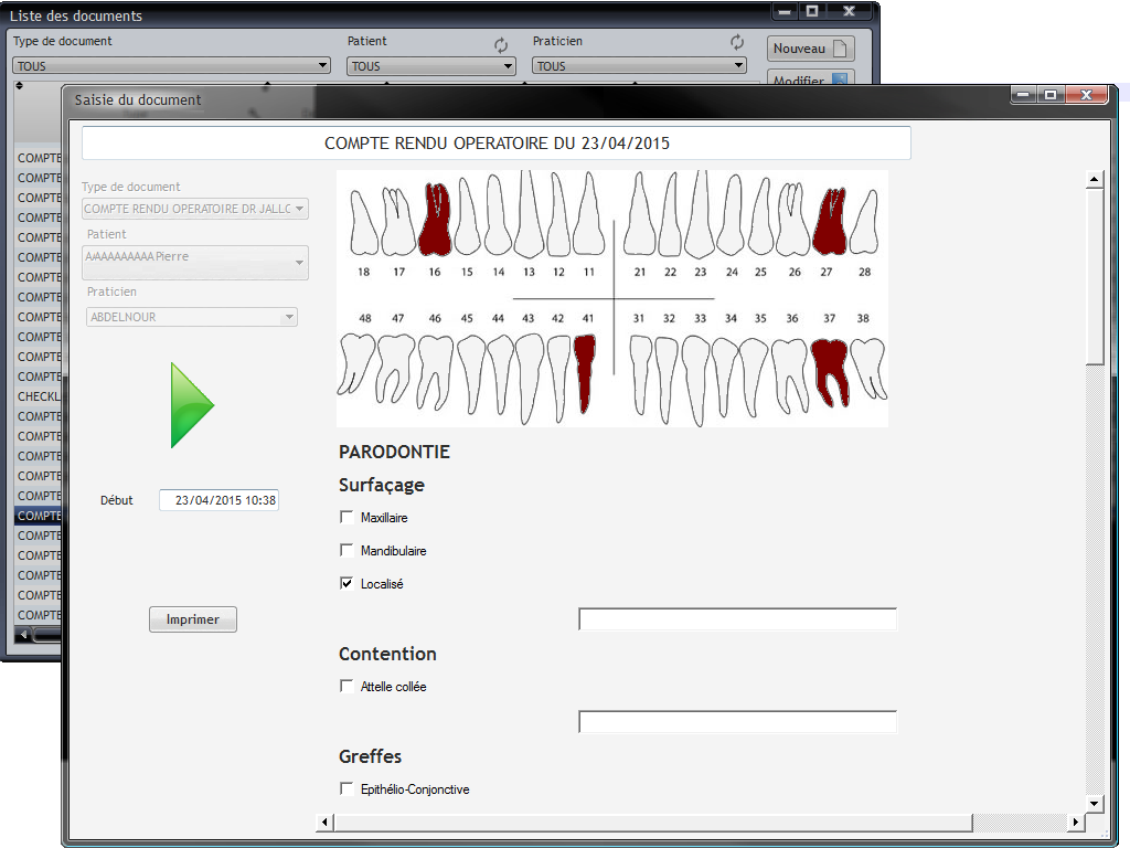 Logiciel de gestion d'intervention en Chirurgie Dentaire